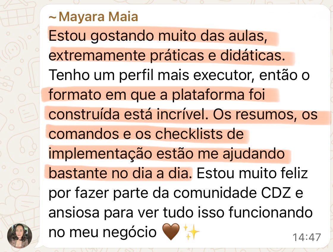Depoimento de Mayara Maia — aulas práticas e didáticas