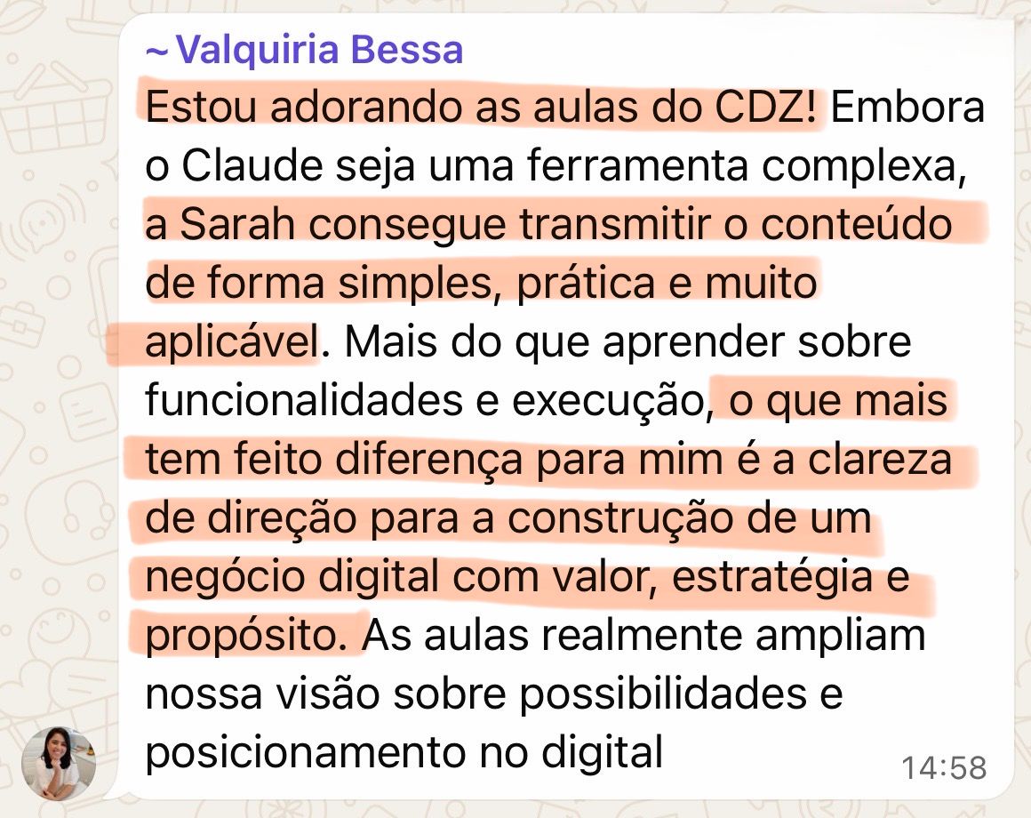Depoimento de Valquiria Bessa — clareza de direção para negócio digital