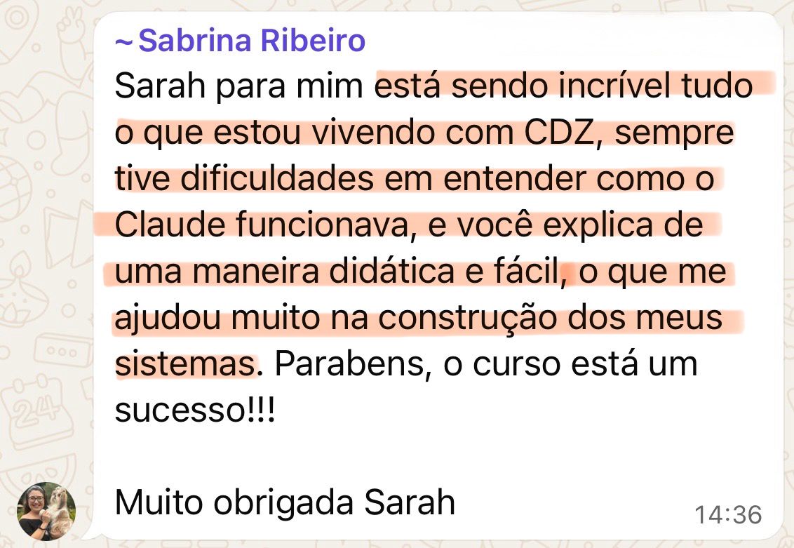 Depoimento de Sabrina Ribeiro — incrível tudo o que estou vivendo com CDZ