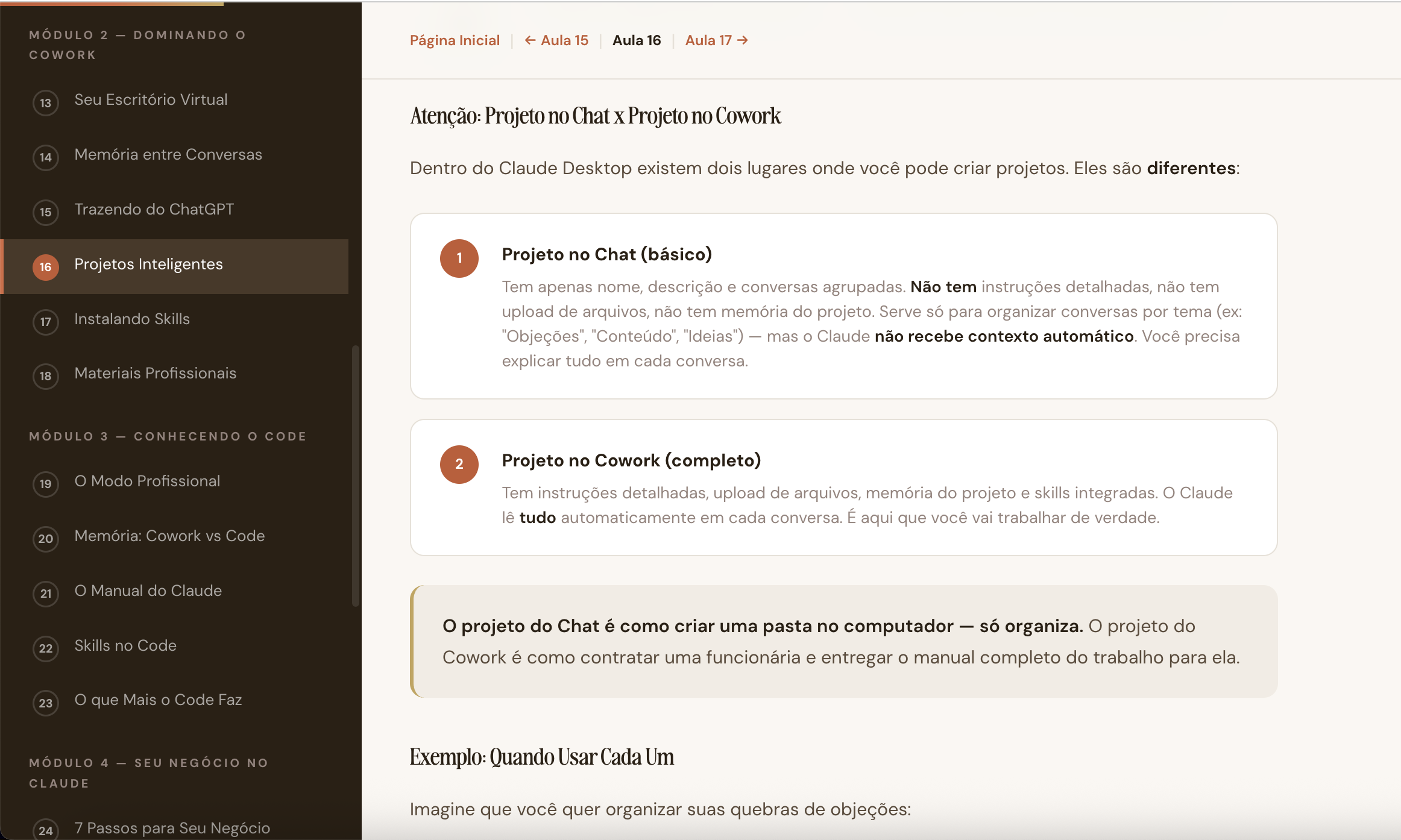 Material prático com checklist