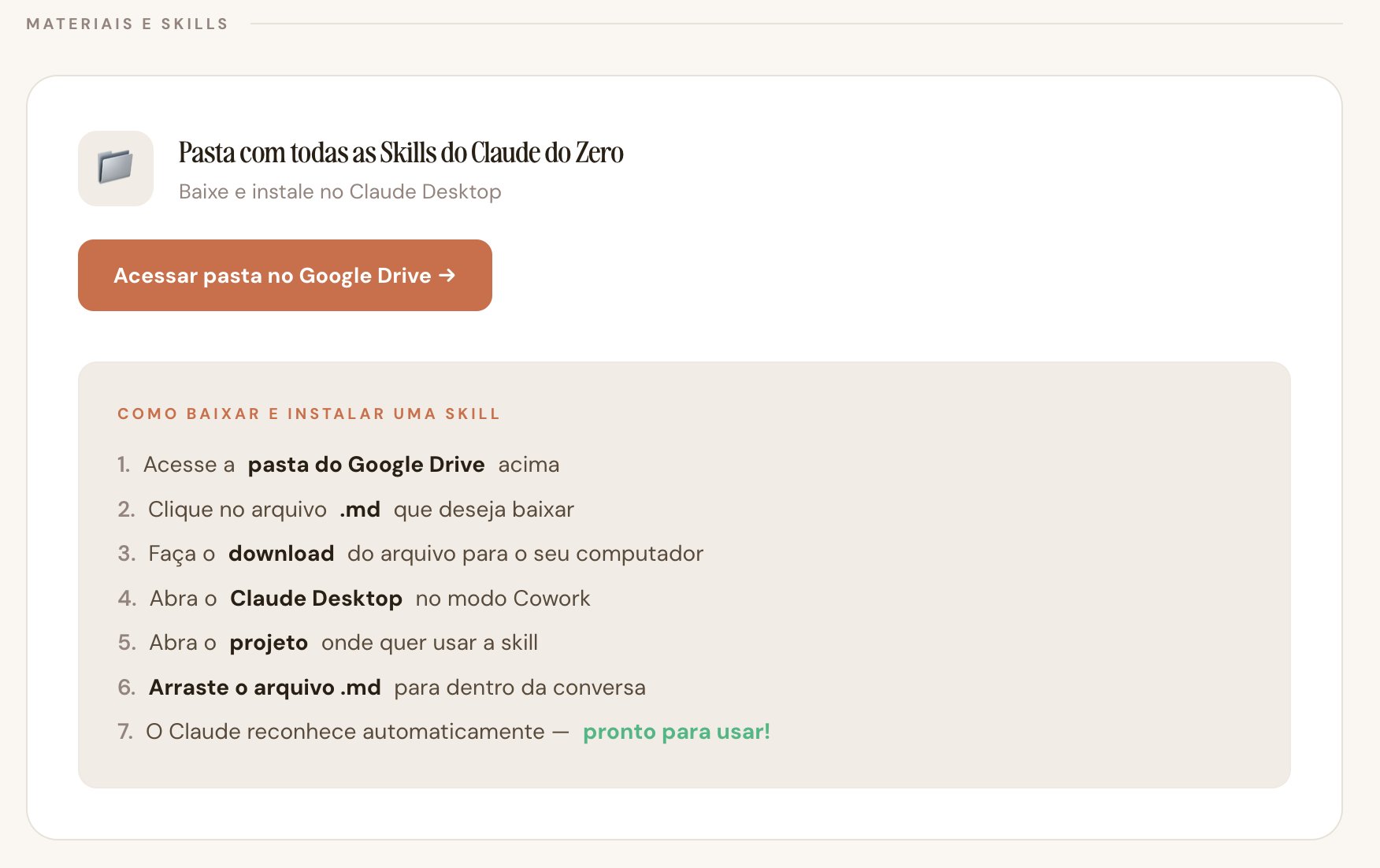 Skills prontas para usar