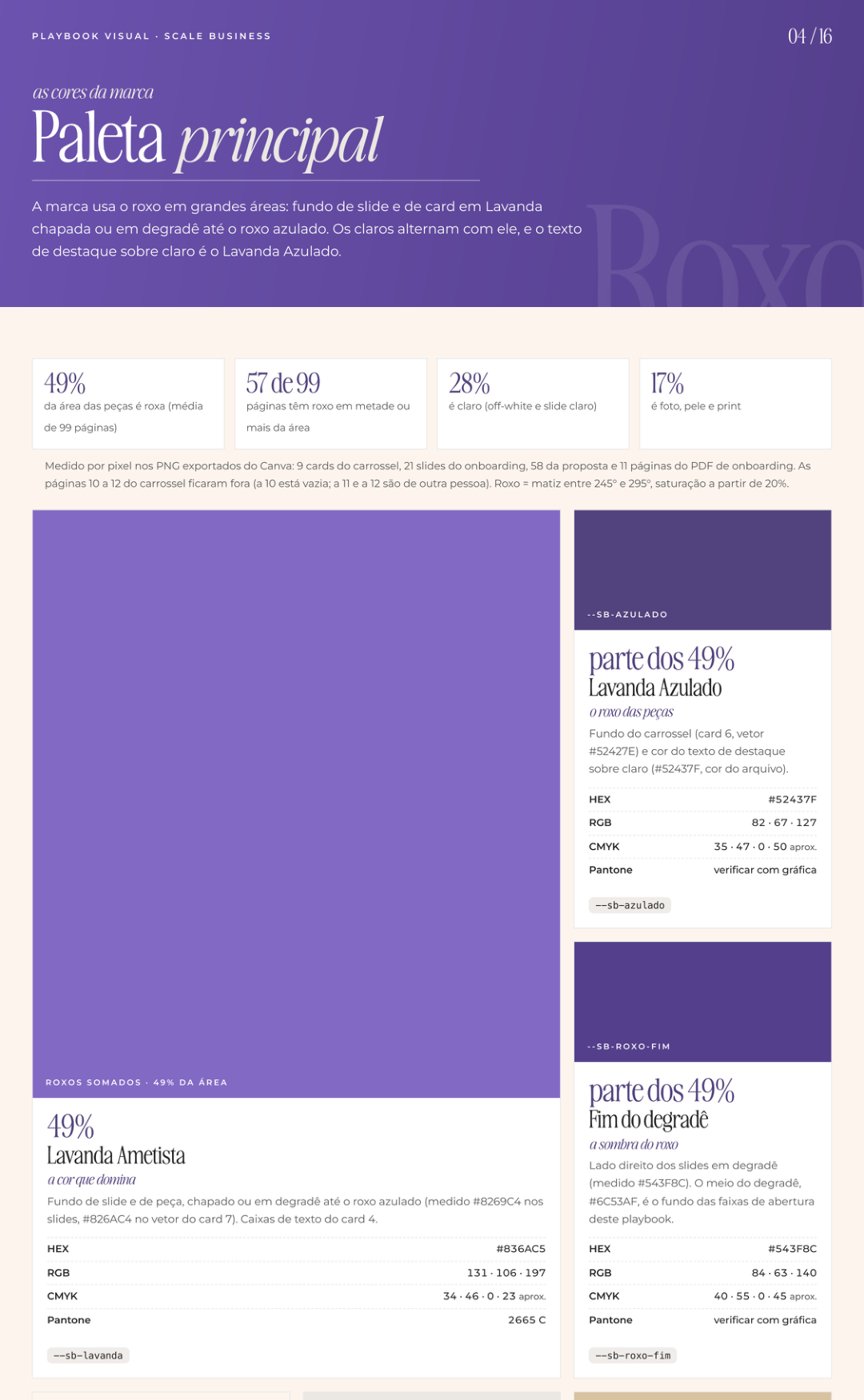 Paleta principal do Playbook Visual