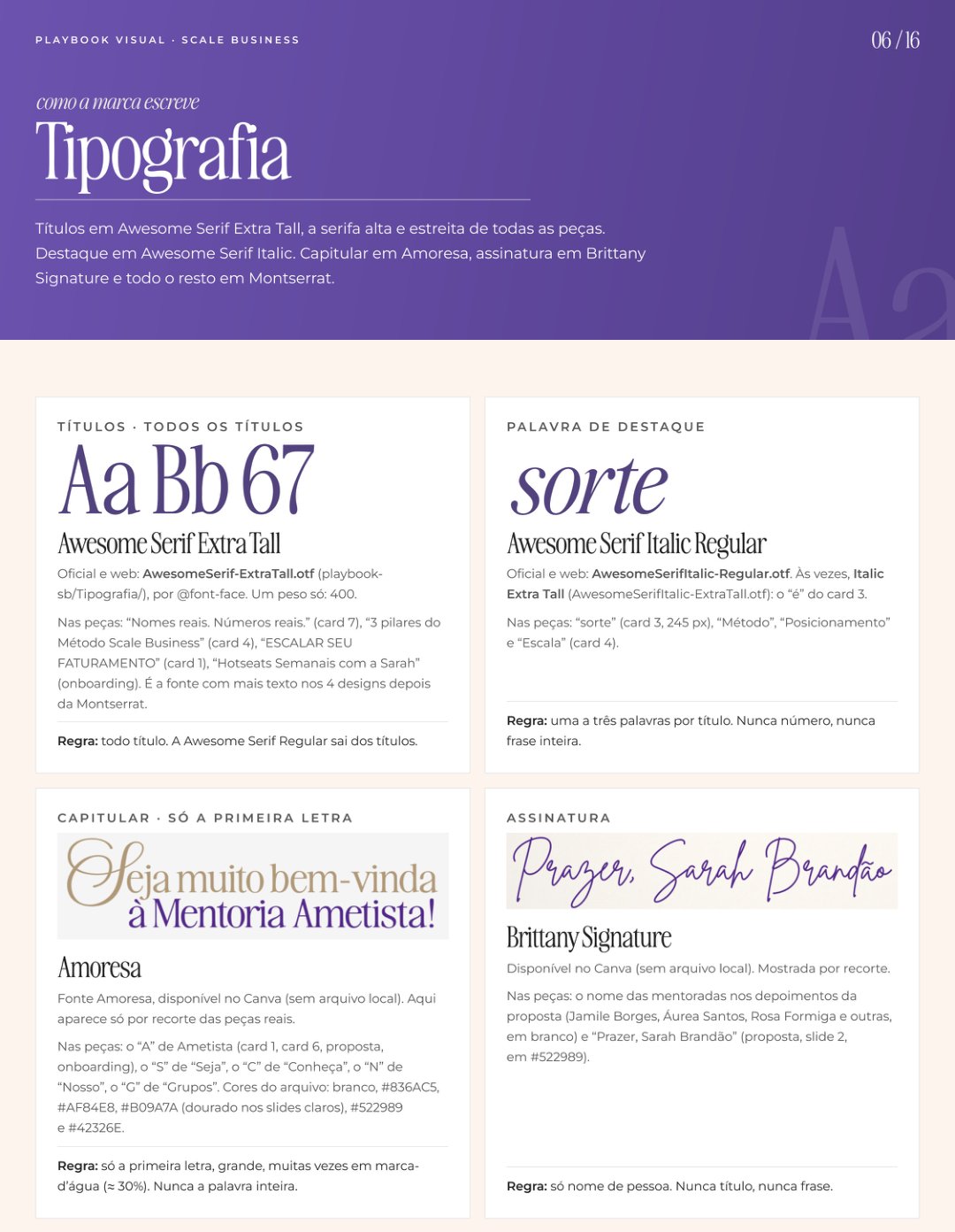 Tipografia do Playbook Visual
