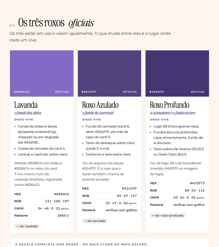 Paleta principal do Playbook Visual da Scale Business