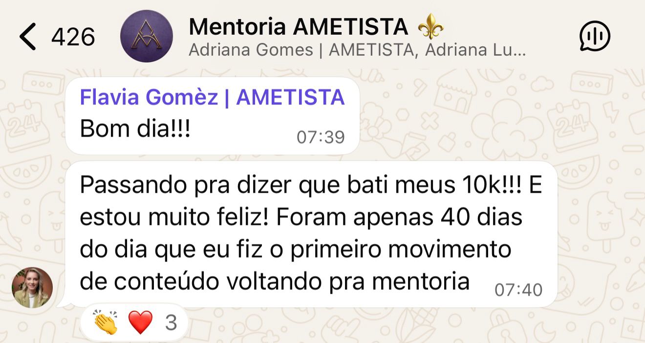 Depoimento de mentorada Ametista
