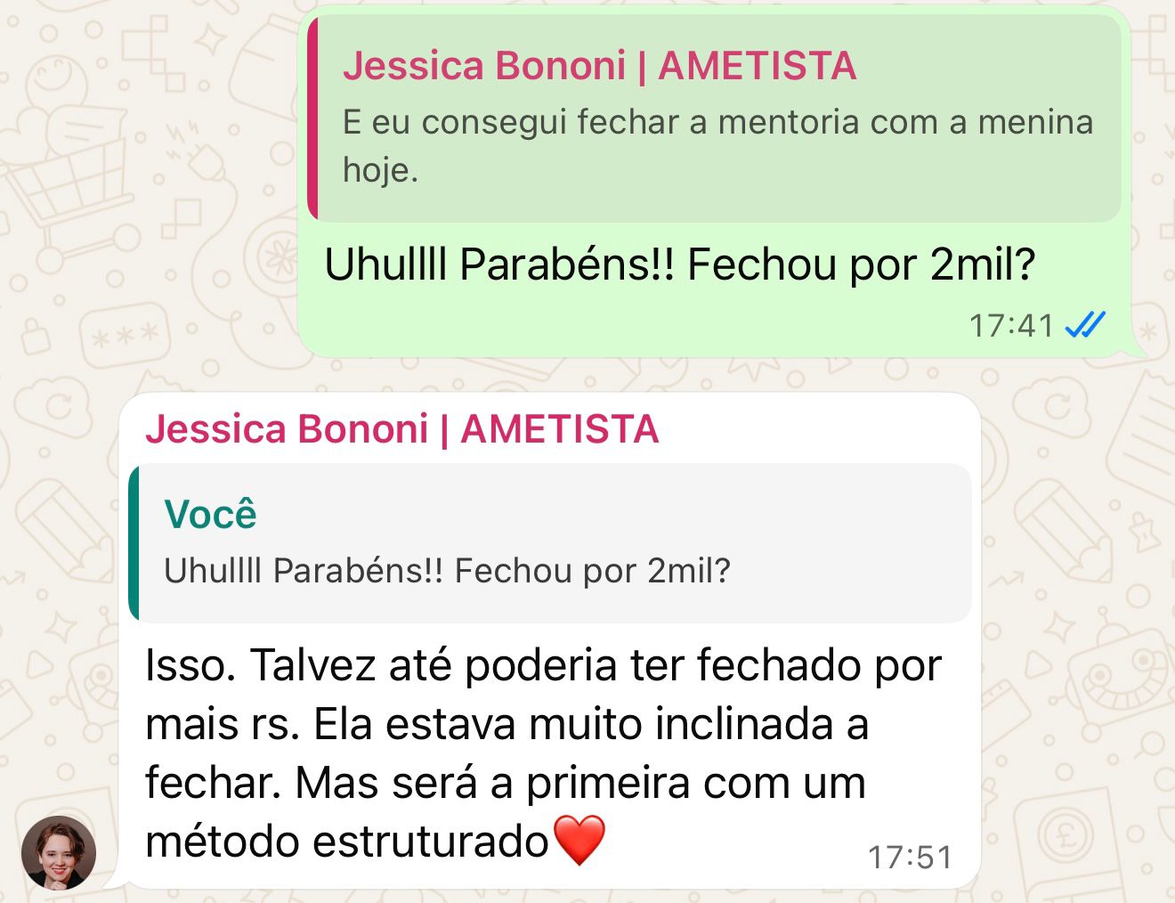 Depoimento de mentorada Ametista