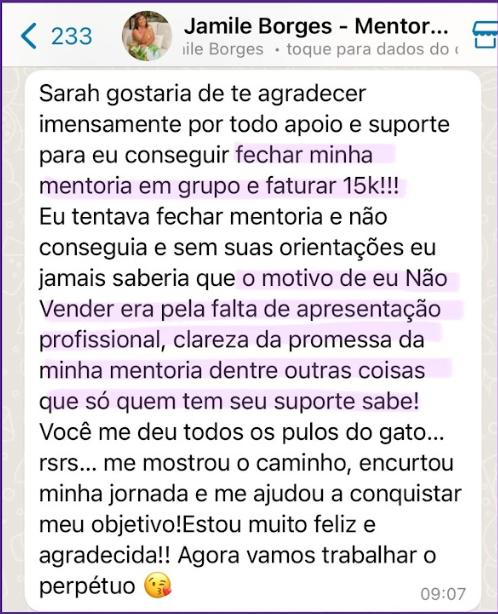 Depoimento de mentorada Ametista