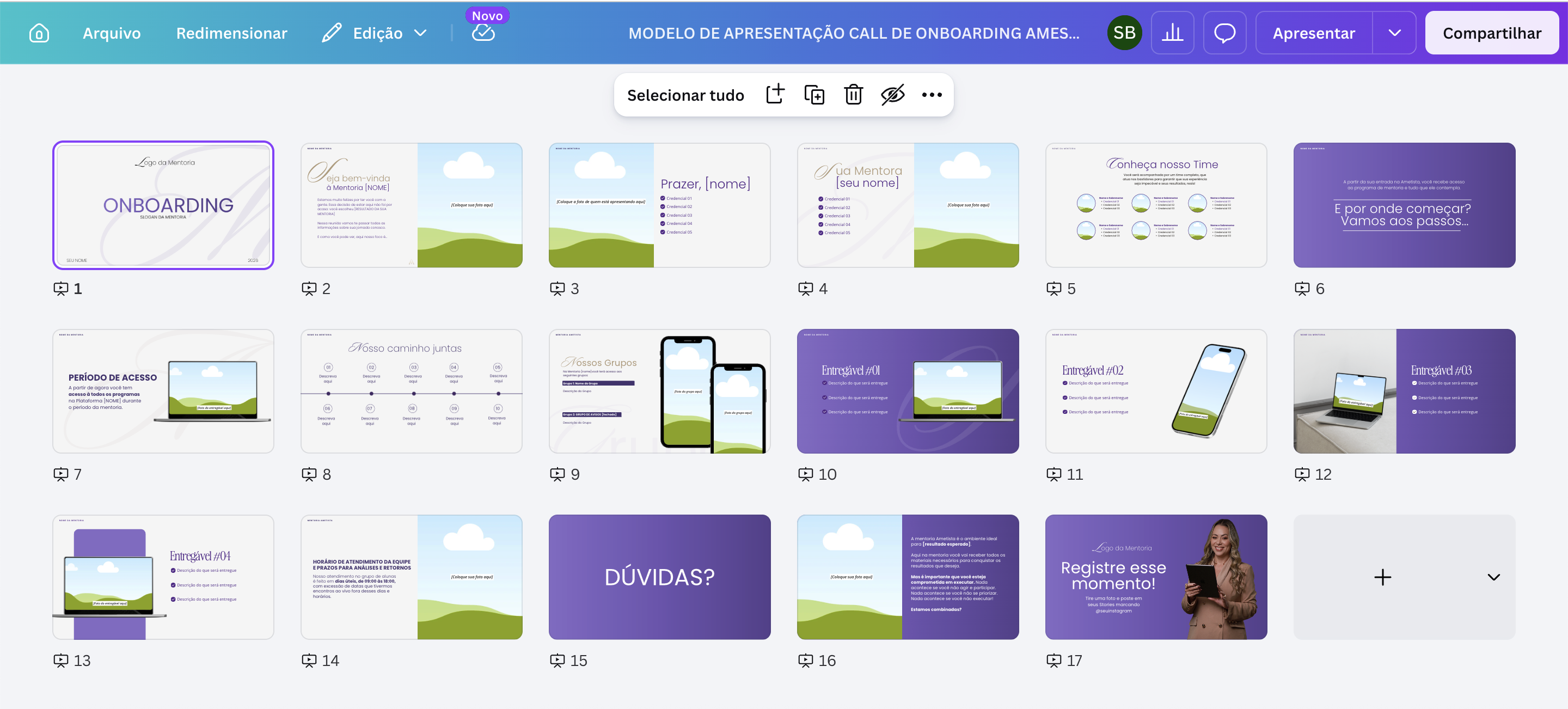 Apresentação de Onboarding no Canva